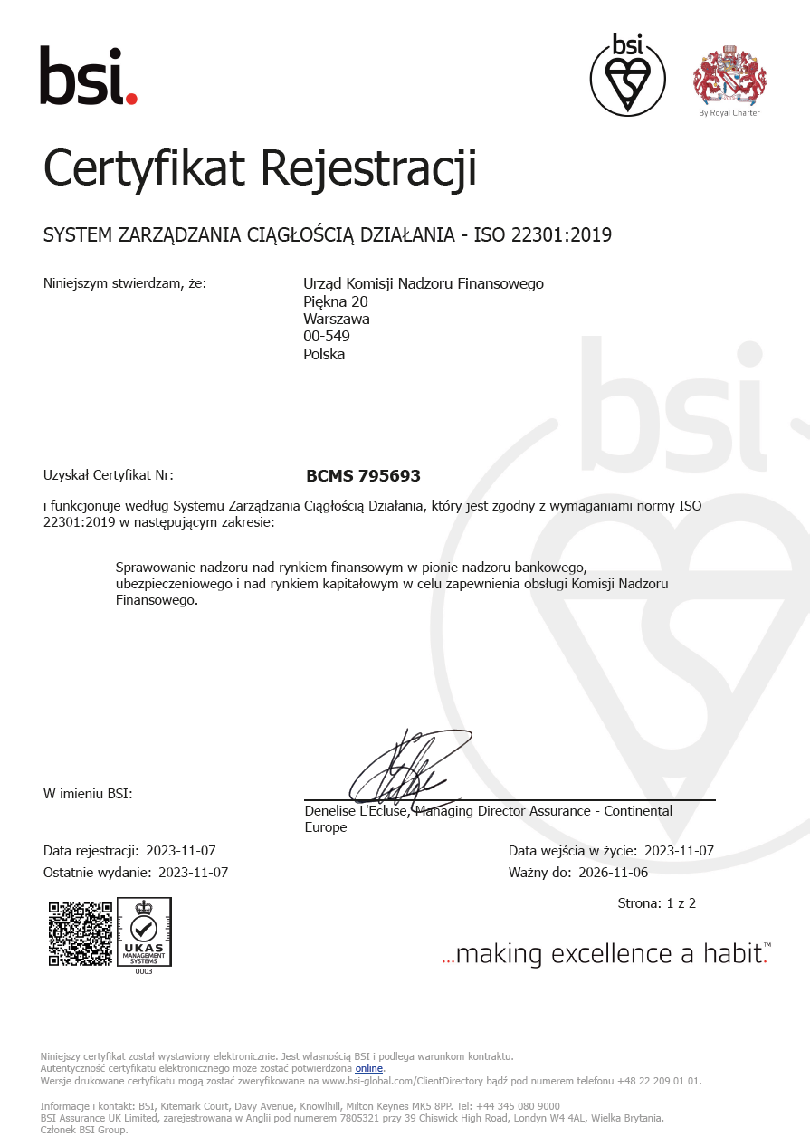 Certyfikat wersja polska