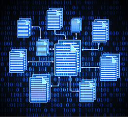 Ikony cyfrowych dokumentów połączone ze sobą